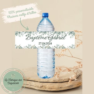 Lot de 5 Etiquettes autocollantes personnalisées | pour bouteille d'eau 50cl | mariage baptême baby shower anniversaire pacs communion /