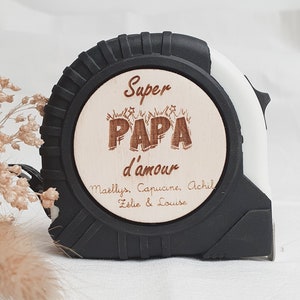 Mètre de bricolage personnalisé couleur blanc et noir papa papy fête des pères grand-père cadeau personnalisé image 5