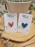 Pin's - personalized card - pregnancy announcement party - granny - mom - dad - personalized baptism birthday gift - glitter heart product logo