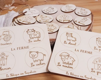 Memory | educational game | memory game | personalized | wood | Montessori | child learning toy | little child | Farm animals