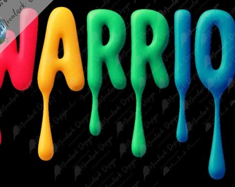 Warriors Drip Mascot, Paint Dripping, Mascot Word Art, Drip Text, Drippy Mascot PNG, go Warriors, school spirit, digital download, bright