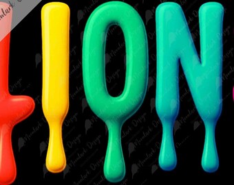 Lions Drip Mascot, Paint Dripping, Mascot Word Art, Drip Text, Drippy Mascot PNG, go Lions , school spirit, digital download, bright