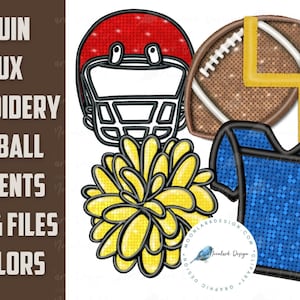 Football Clip Art, Faux Embroidery, Faux Sequin PNG, Sequin Football, Embroidery football, Football jersey, cheer pom, bling football PNG