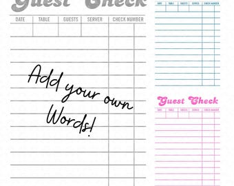 Guest Check PNG, Guest Check Clip Art, Canva Template, Pink Guest Check, Better With, Blue Guest Check, editable template, commercial use