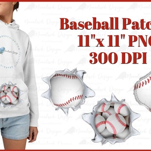 May include: Three digital baseball patches, each with a different design. One patch features a single baseball, another patch features a group of baseballs, and the third patch features a single baseball with a ripped edge.