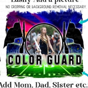 Colorguard PNG, custom photo, Colorguard photo template, PNG sublimation, Leopard background, Football Field, Marching Band, commercial use
