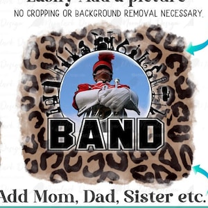 Band PNG, custom photo, band photo template, PNG sublimation, Leopard background, Football Field, Marching Band, commercial use, band mom