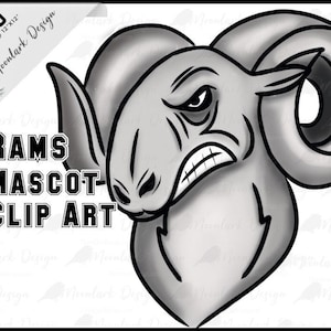 Rams clip art, school spirit, team mascot, Eagle logo, hand drawn, PNG for sublimation, school mascot, school pride, go Rams, watercolor
