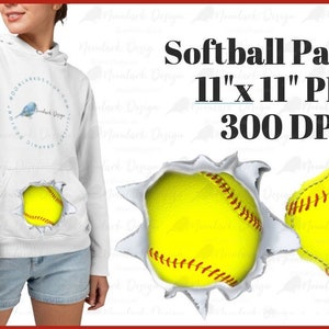 May include: Two yellow and red softball patches with white stitching. The patches are 11 inches by 11 inches and 300 DPI.
