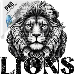 Lions Mascot, Lions design, School Pride, School Spirit, Lions PNG, Commercial Use, Lions Football, go lions, distressed lion, one color
