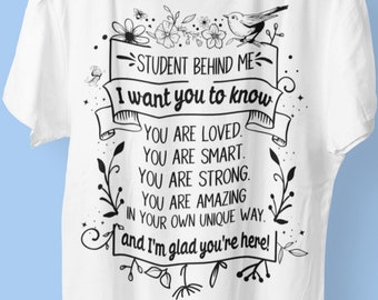 Querido estudiante detrás de mí PNG, maestro PNG, espíritu escolar, asistente de maestro PNG, un color, detrás de mí SVG, sublimación, regalo para maestro, archivo de corte