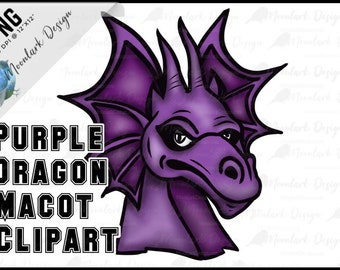 Purple Dragon Mascot, Dragon Clip Art, School Pride, School Spirit, Dragons PNG, Cartoon Dragon, PNG for sublimation, Commercial Use,