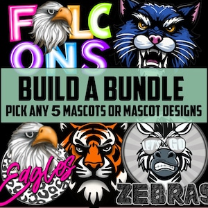 Mascot Bundle, Pick 5 Mascots or Designs, Mascot Design, Mascot Clip Art, Preppy Mascot, School Spirit PNG, Custom Mascot, Commercial Use