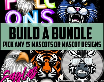 Mascot Bundle, Pick 5 Mascots or Designs, Mascot Design, Mascot Clip Art, Preppy Mascot, School Spirit PNG, Custom Mascot, Commercial Use