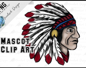 Indian PNG, Indian Mascot, Preppy Mascot, Chiefs Mascot, School Spirit, Braves Mascot, School pride, retro png, PNG for sublimation