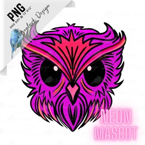 Neon Mascot, Owl Mascot, Owl Clip Art, Owl PNG, School Pride, School Spirit, Commercial Use, Preppy Mascot, Sublimation PNG
