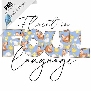 Fluente em Linguagem Pecadora, Frango PNG, Presente para Amante de Frango, Pato PNG, PNG para sublimação, Uso Comercial, Design de Letras Doodle