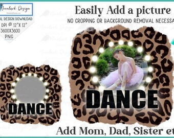 Dance PNG, custom photo,  Dance photo template, PNG for sublimation, leopard background, ballet png , Commercial Use, dancer png, dance mom