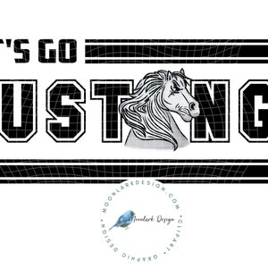 Mustangs Mascot, Let&#39;s Go Mustangs , Mustangs football, School Spirit, football team, preppy mascot, Commercial Use, Retro Mascot