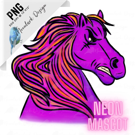 Neon Mascot, Bronco Mascot, Colt Clip Art, Bronco PNG, School Pride, School  Spirit, Commercial Use, Preppy Mascot, Sublimation PNG 