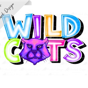 Wildcats Mascot, Neon Mascot, PNG File, Neon School Spirit, Doodle ...