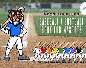 Baseball Mascot Builder, Mascot Body, Baseball Player, Baseball Character, Build a Mascot, softball mascot, softball body, Commercial Use
