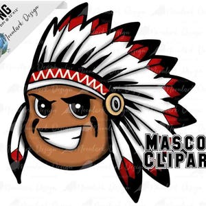 Indian PNG, Indian Mascot, Preppy Mascot, Chiefs Mascot, School Spirit, Braves Mascot, School pride, retro png, PNG for sublimation