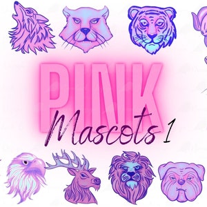 Pink Mascot PNG, Commercial Use, Bulldogs, Eagles, Lions, Cougars, Mustangs, Wildcats, Tigers, Rams, Panthers, Dragon, Wolves, Preppy Mascot