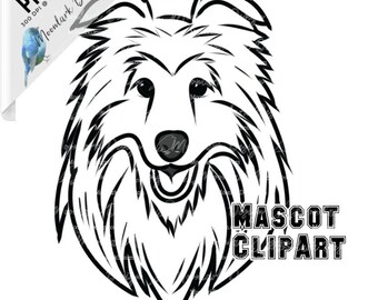 Collie Dog clip art, school spirit, team mascot, Collie Dog logo, hand drawn, school mascot, school pride, Collie Dog clip art, commercial