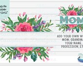 Mothers Day PNG, Split Monogram PNG, floral split monogram, watercolor flowers png. PNG for sublimation,  Mother Grandmother Mom flower