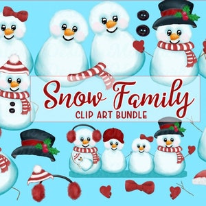 Snow Family Bundle, Clipart, Clip Art,  mittens, ear muffs, mom, dad, baby, brother, sister, PNG for sublimation, create your own, Christmas