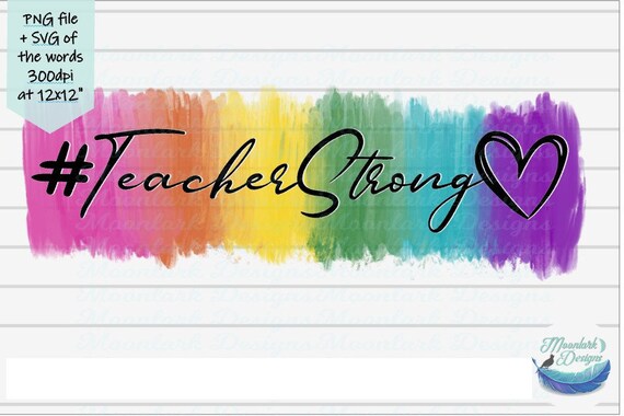 Download Teacher Strong Rainbow Background Love Heart Watercolor Etsy