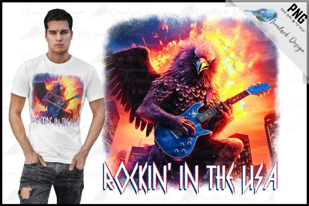Rocking in the USA, Patriotic Eagle, Men PNG, Independence Day, 4th of