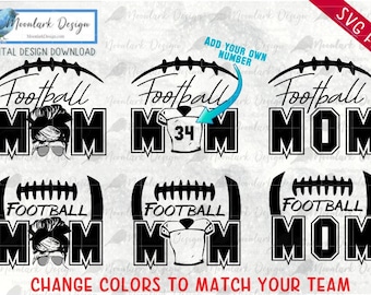 Football Mom SVG, Football jersey svg, football laces cut file, football mom life, football mom cut file, editable svg, team colors svg,