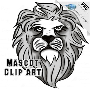 Lions Mascot, Lion Clip Art, School Pride, School Spirit, Lions PNG, black and white, PNG for sublimation, Commercial Use, Lions Football