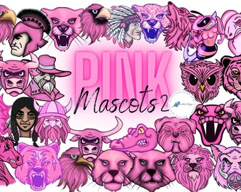 Pink Mascot PNG, Commercial Use, Bulldogs, Eagles, Lions, Cougars, Mustangs, Wildcats, Tigers, Rams, Panthers, Dragon, Wolves, Preppy Mascot