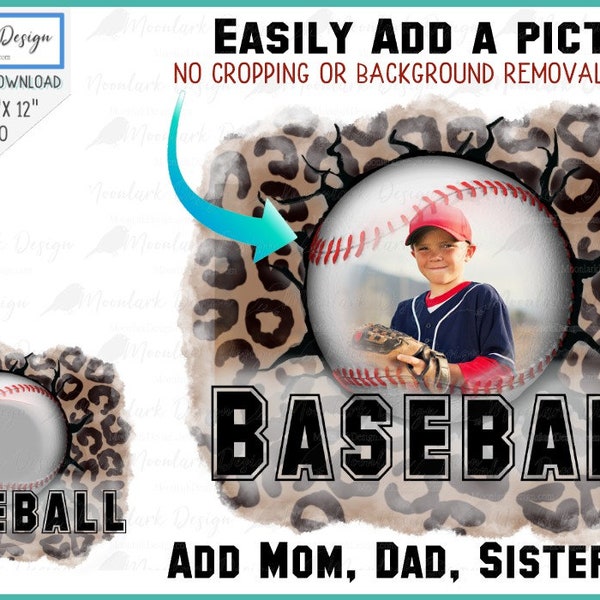 Baseball Custom, custom photo,  baseball photo template, PNG for sublimation, Leopard background, baseball Mom, Commercial Use,