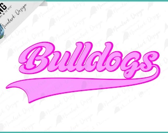 Pink Bulldogs PNG, with swash, Pink Outlined, Digital Download, Mascot PNG, school spirit, preppy mascot, doodle, team spirit