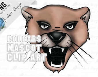 Cougars Mascot, Cougars Clip Art, School Pride, School Spirit, Cougars PNG, Cartoon Cougar, PNG for sublimation, Commercial Use