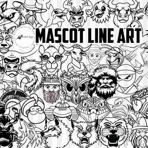 Maskottchen PNG Bundle, Line Art, 180+ Maskottchen, kommerzielle Nutzung, Preppy Maskottchen, Schulgeist, Maskottchen Drive, Maskottchen Clip Art, Cartoon Maskottchen,