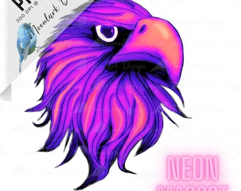 Neon Mascot, Eagle Mascot, Eagle Clip Art, Eagle PNG, School Pride, School Spirit, Commercial Use, Preppy Mascot, Sublimation PNG