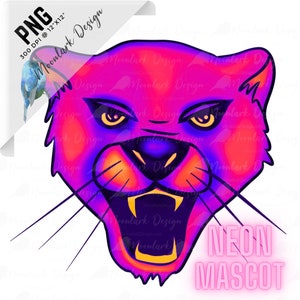 Mascotte fluo, mascotte de couguar, clipart de couguar, PNG de couguar, fierté de l'école, esprit d'école, usage commercial, mascotte preppy, sublimation PNG