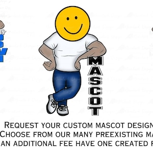 Custom Mascot, Personalized Mascot, PNG for sublimation, Commercial Use, cartoon mascot, preppy mascot, team colors, cute mascot, standing