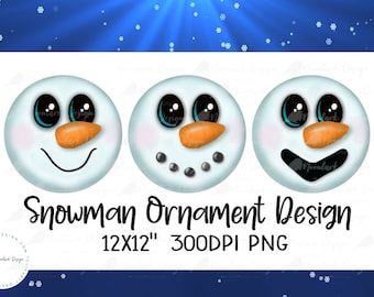 Snowman Faces PNG, Christmas Ornament PNG, Snowman Ornament png, PNG for sublimation, Commercial Use, cute snowmen, watercolor snowman