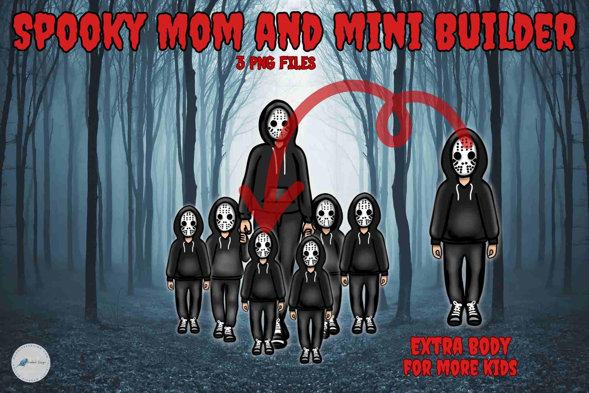 Halloween Mom Builder, Hockey Mask, Mama and Mini PNG