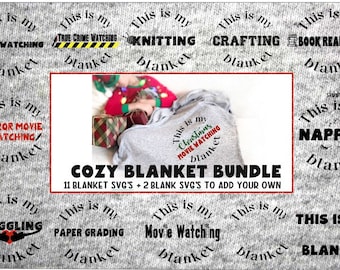 Blanket Cut File Bundle, Christmas Movie Watching, True Crime Watching, paper grading blanket, horror movie watching, reading, Commercial