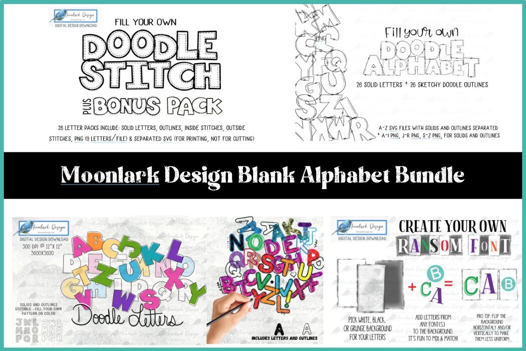 Use Letters Fill Your Own, Sketched Doodle Letters, Doodle Alphabet PNG, Fillable ...