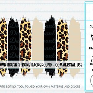 May include: Set of six digital brush stroke backgrounds in black, beige, and leopard print.  The text "Make your own brush stroke background - Commercial Use" is at the bottom of the image.