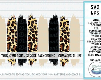 Blank Make Your Own Brush Stroke Editable Background SVG files for vinyl sublimation  leopard cheetah solid color DIY school spirit