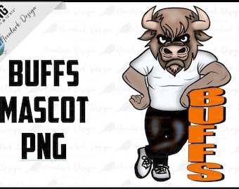 Buffalo Mascot,Buffs Mascot, Standing Mascot, School Spirit, Custom Mascot, PNG for sublimation, Commercial Use, Preppy Mascot, full body